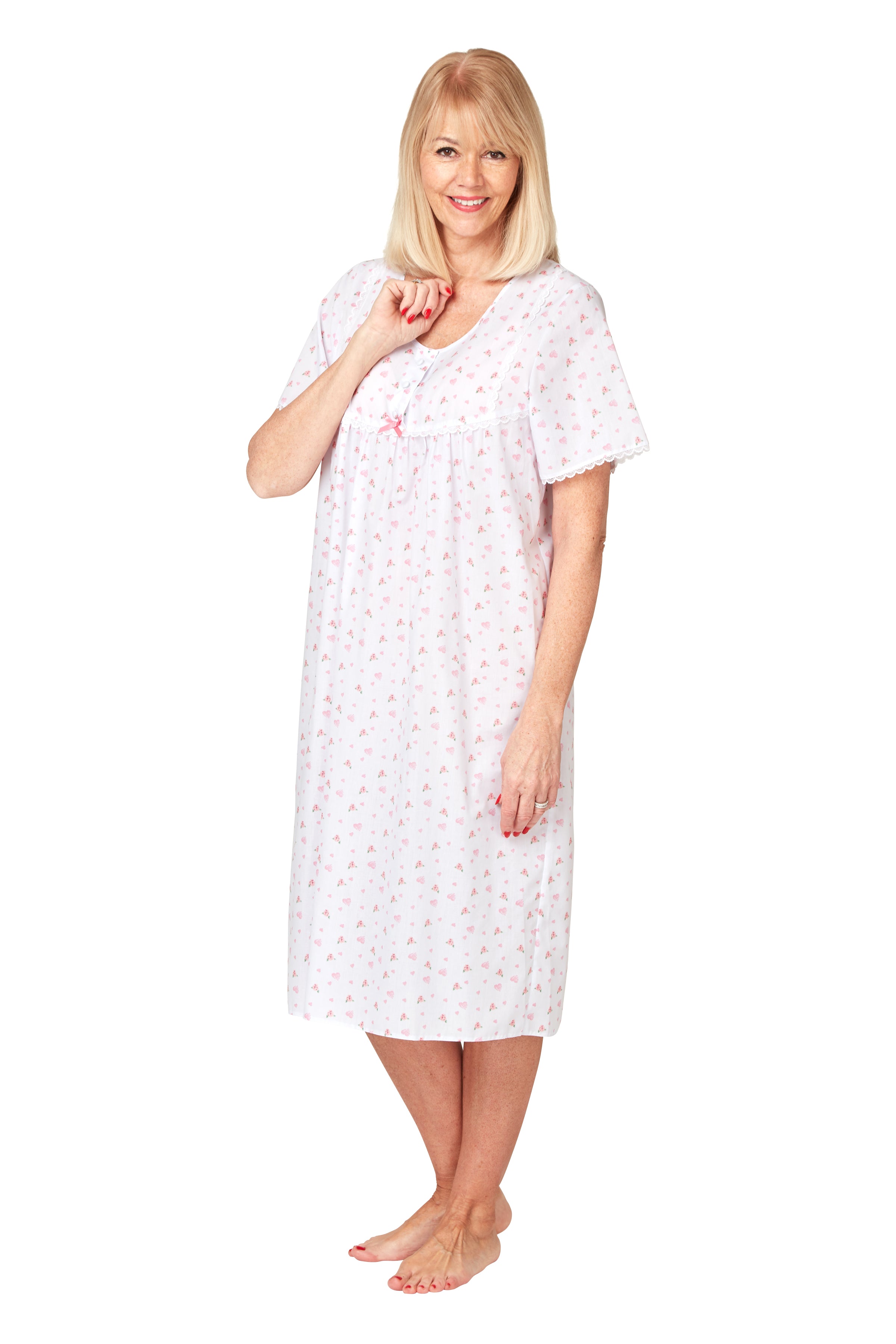 Marlon Short Sleeve Cotton Button Front Polyester Nightdress 45