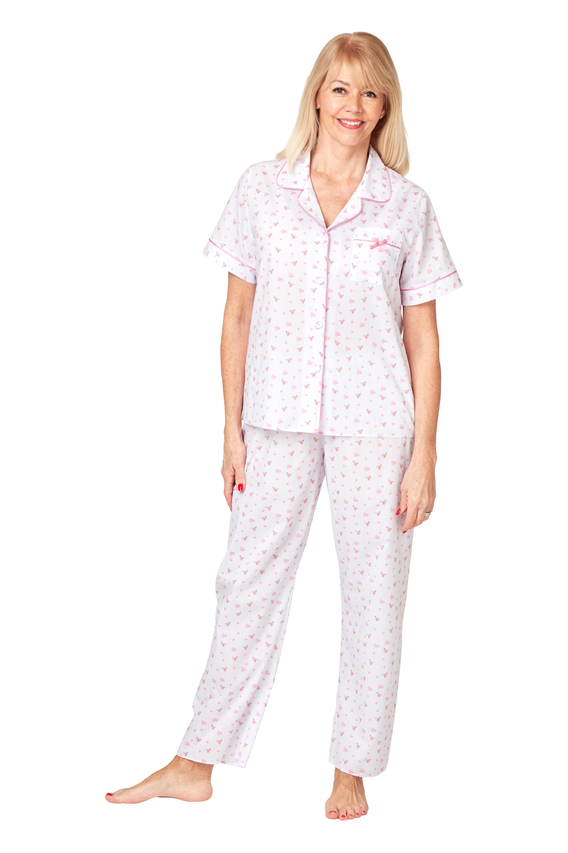 Short Sleeve Cotton Polyester Floral Pyjamas