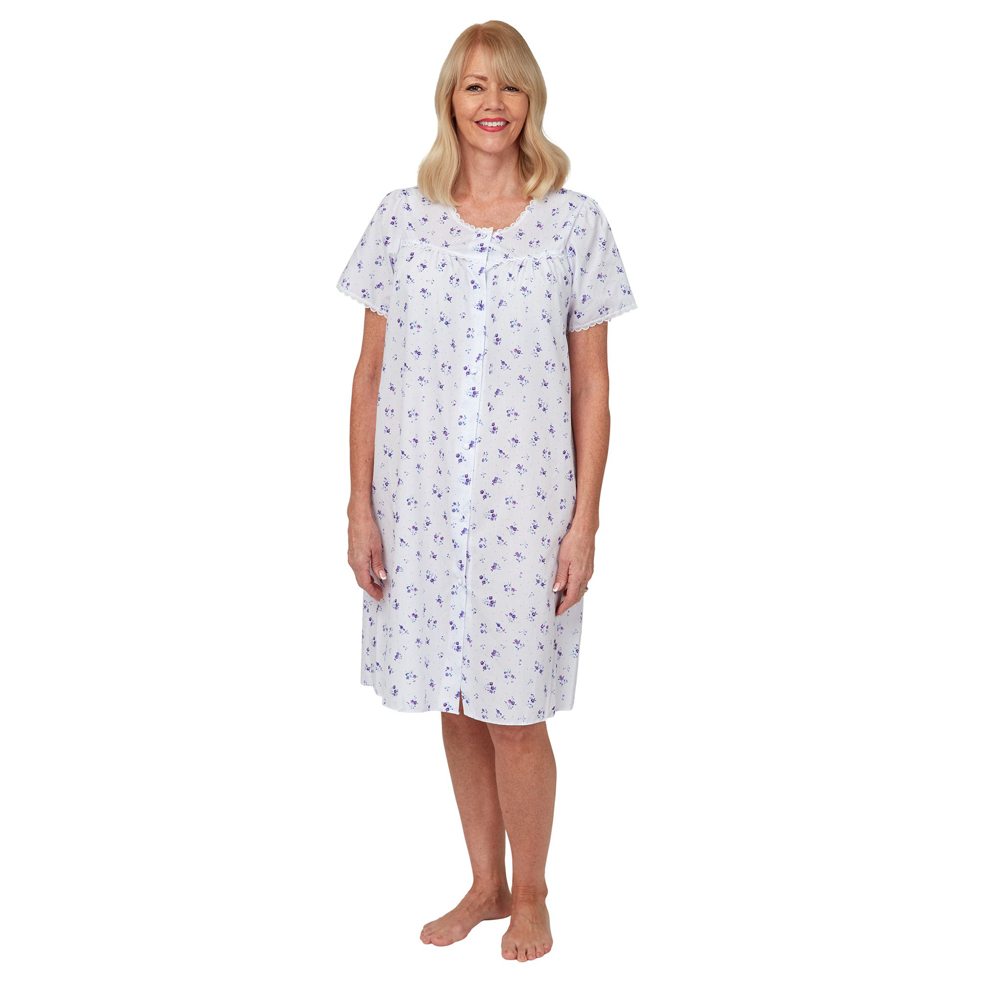 Full Button Front Short Sleeve Nightdress