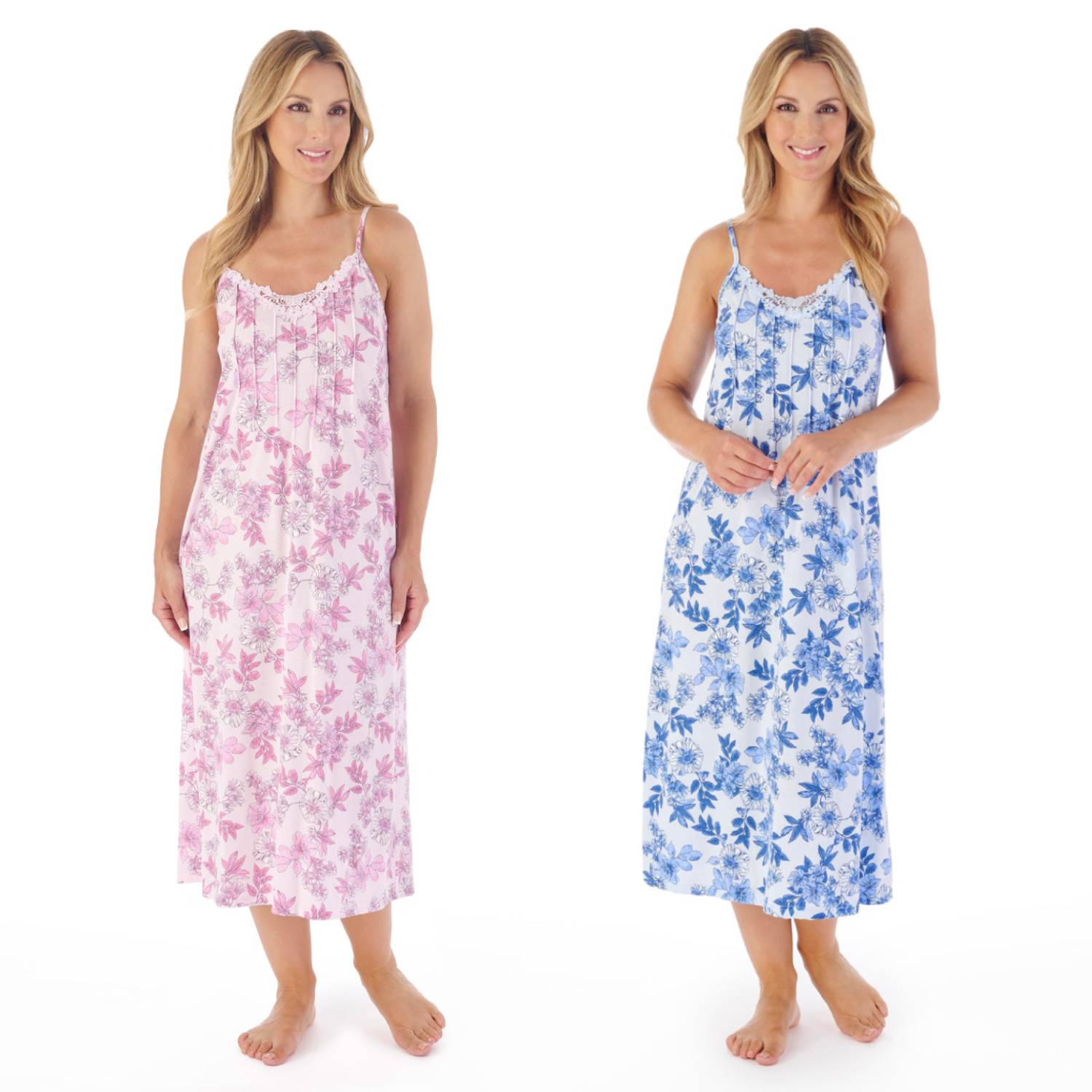 Slenderella Thin Strap Floral Cotton Jersey Floral Nightdress