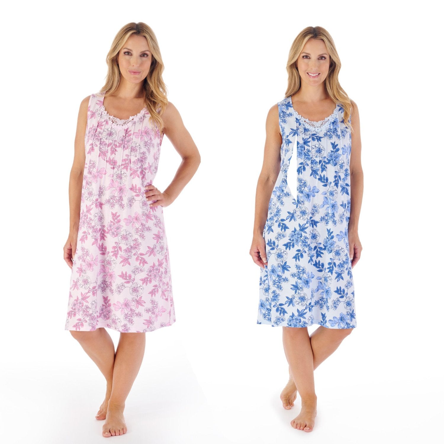 Slenderella Sleeveless Cotton Jersey Floral Nightdress 40