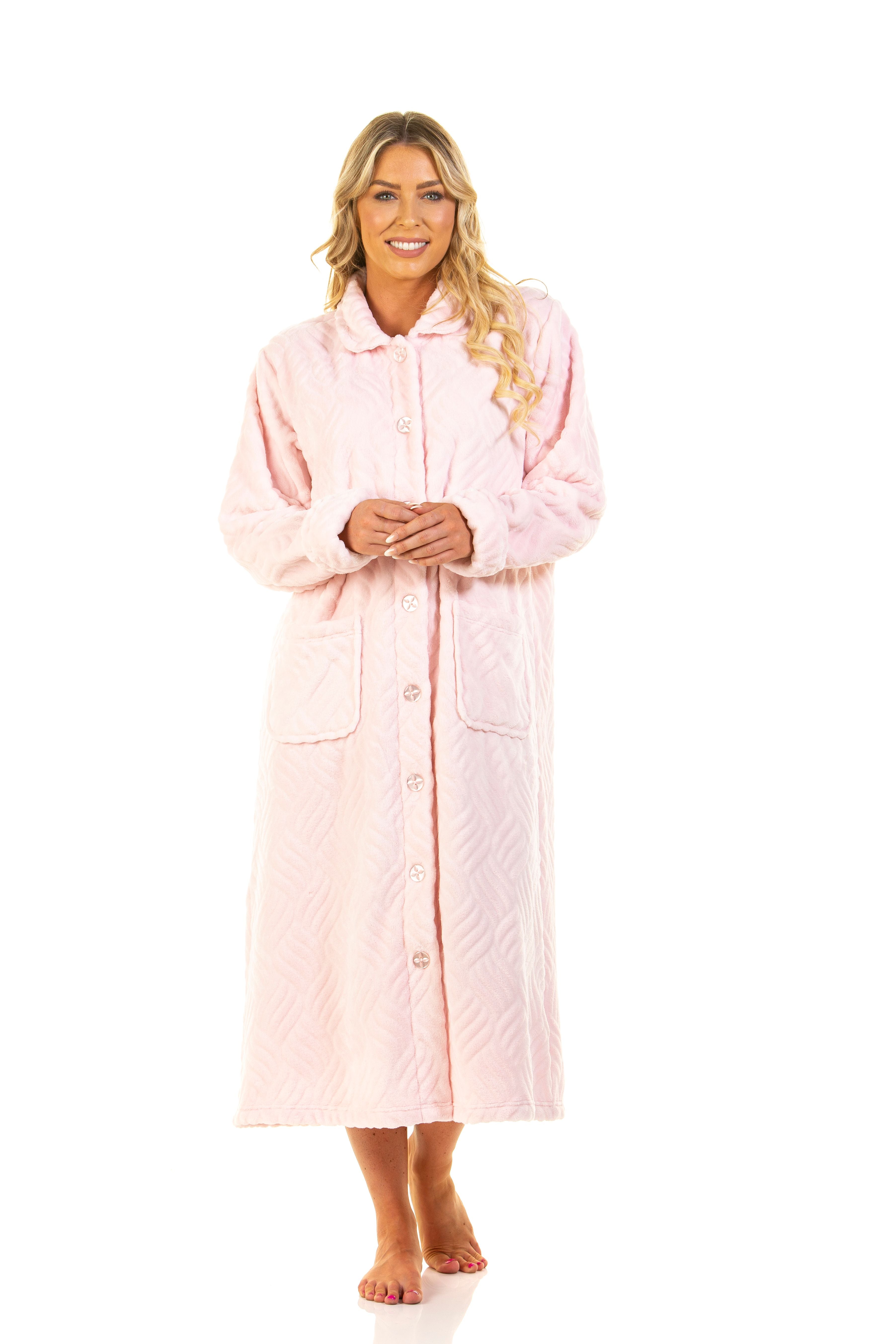 Luxurious Tulip Embossed Button Front Dressing Gown