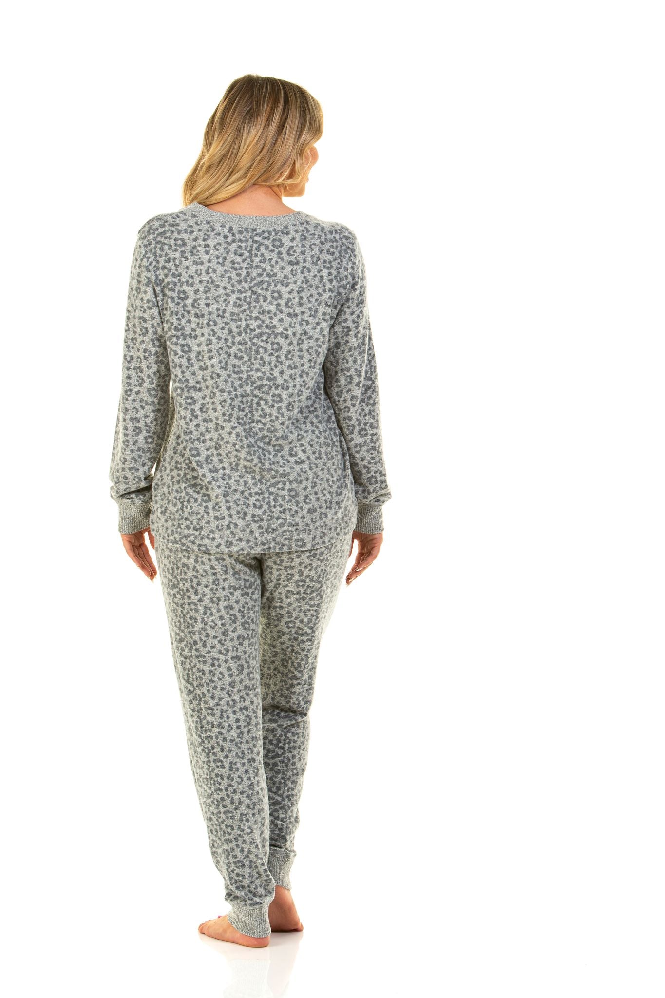 SALE Soft Touch Cloud Knit Leopard Print Lounger Pyjamas