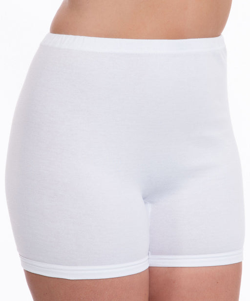  Ladies Cotton Airtex Cuff Leg Brief 3 Pack OS White