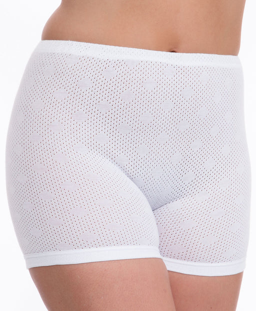  Ladies Cotton Airtex Cuff Leg Brief 3 Pack OS White