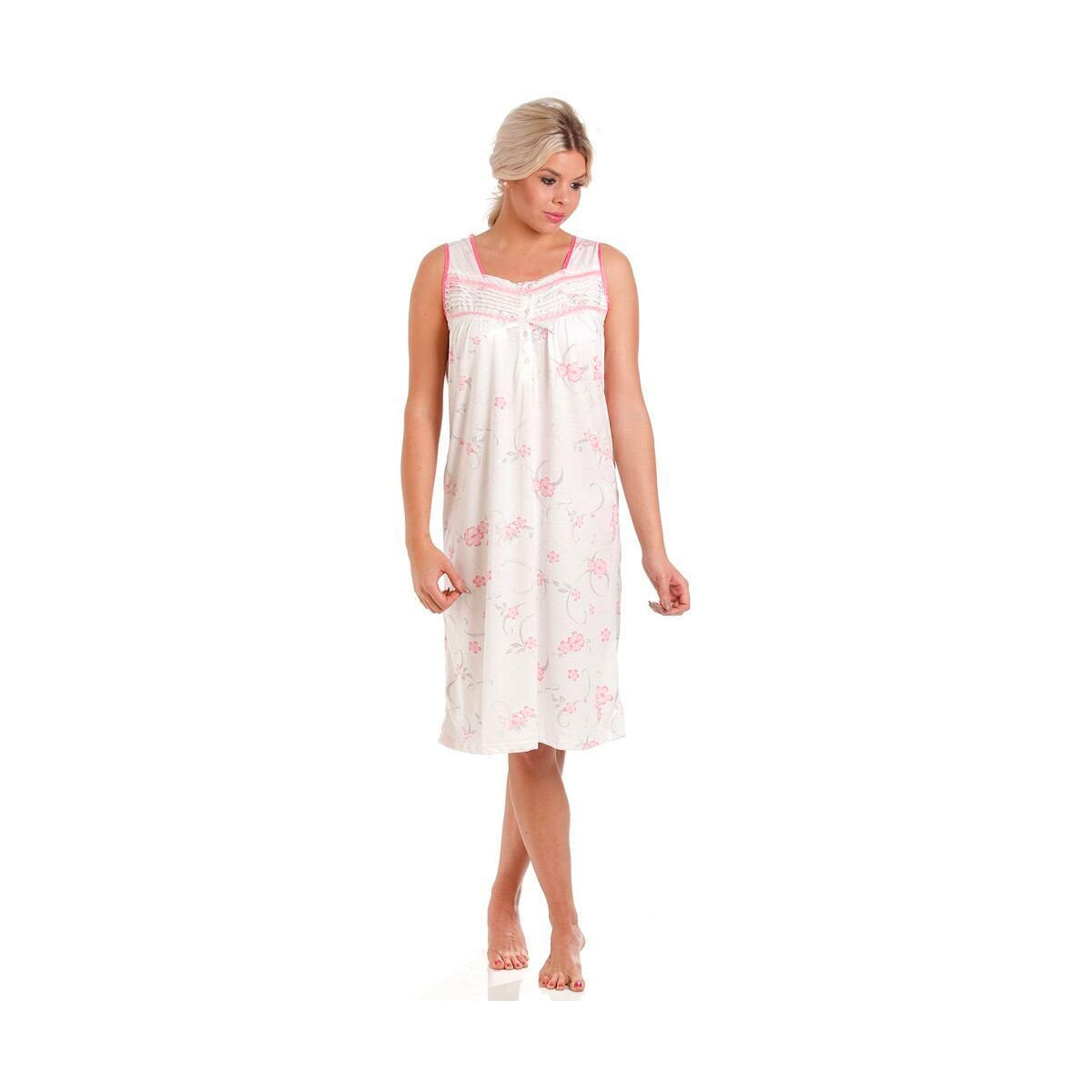 Lady Olga Floral Cotton Jersey Sleeveless Nightdress