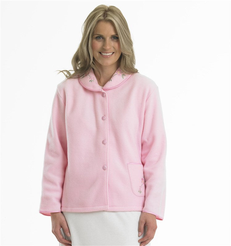 Slenderella Polar Fleece Anti-Pill Button Bed Jacket