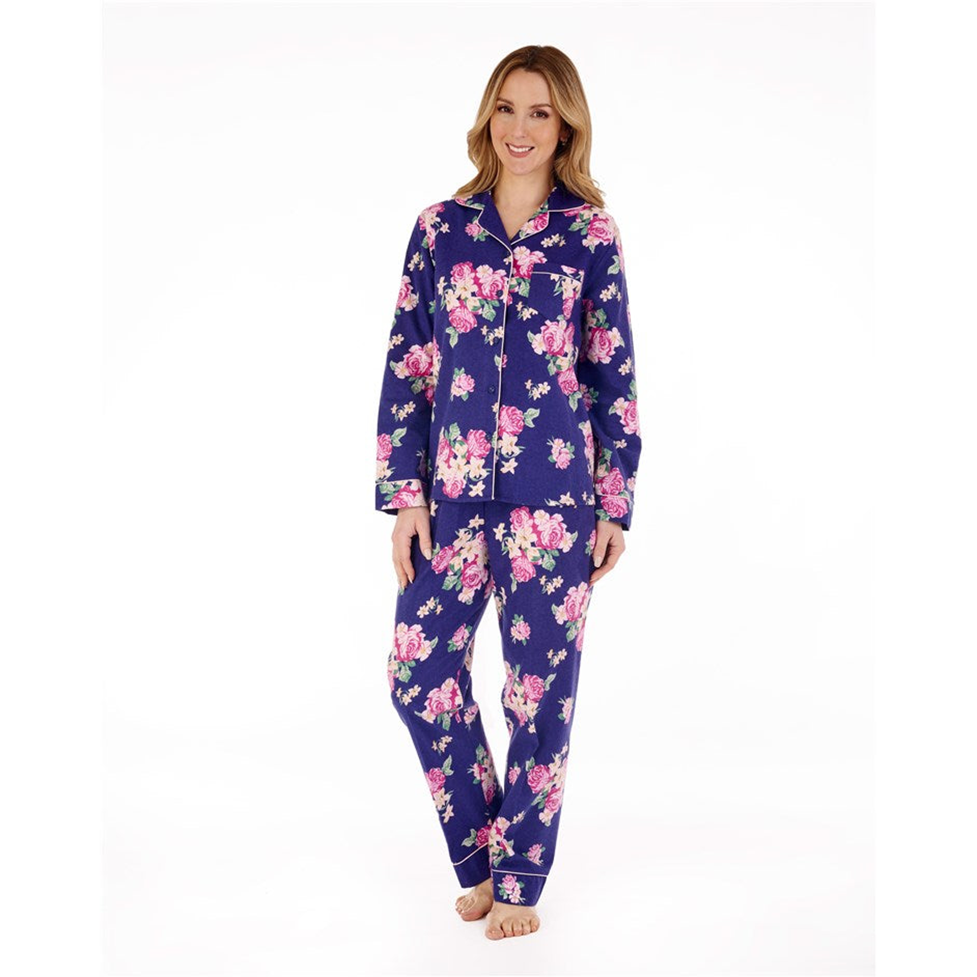 Brushed Cotton Bold Floral Tailored Long Sleeve Pyjamas