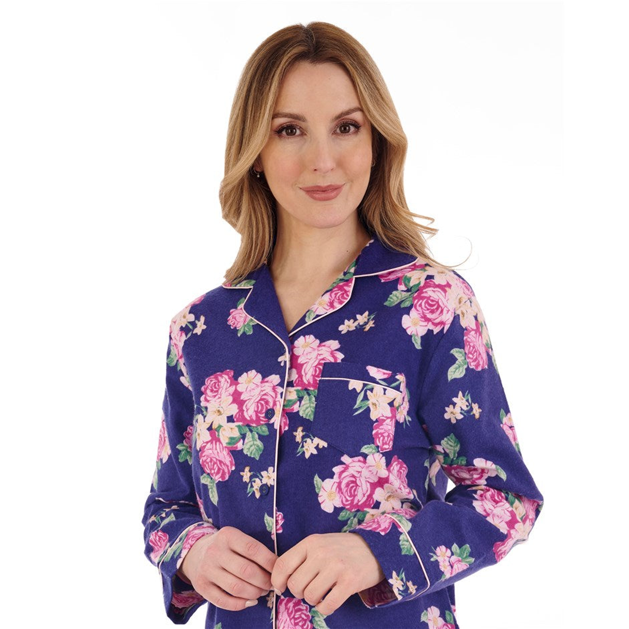 Brushed Cotton Bold Floral Tailored Long Sleeve Pyjamas