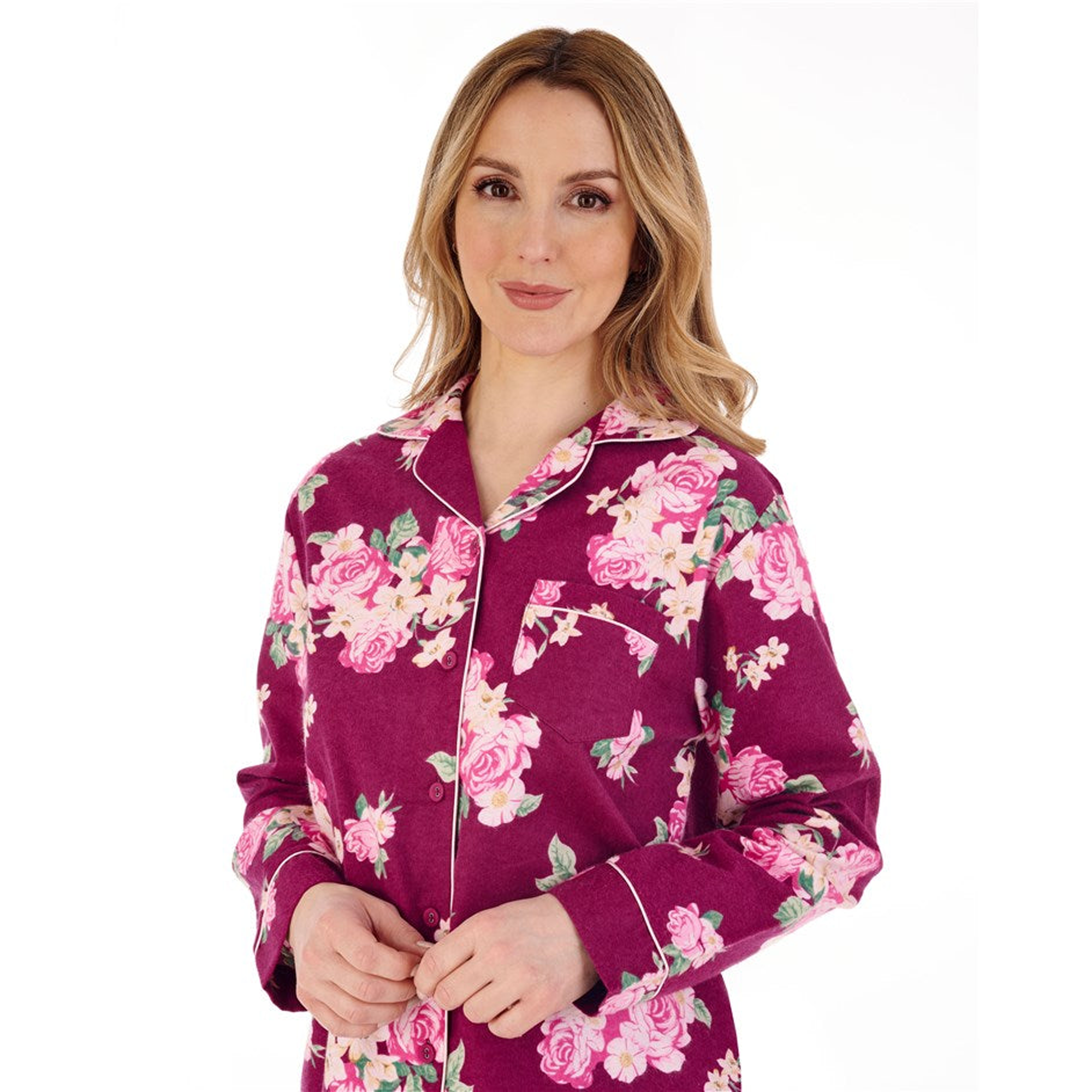 Brushed Cotton Bold Floral Tailored Long Sleeve Pyjamas