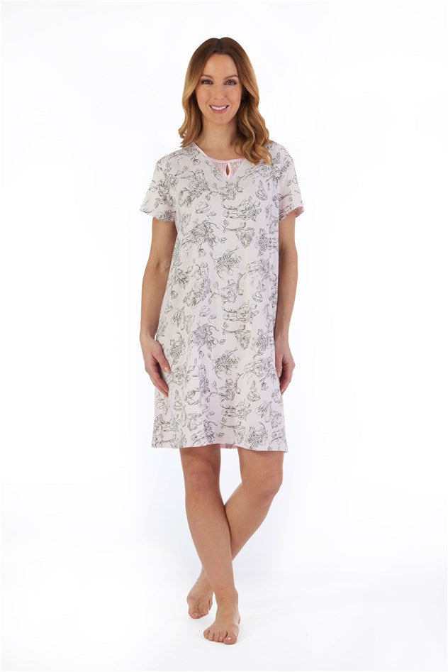 Slenderella Cotton Rich Short Sleeve Short Length Nightdress