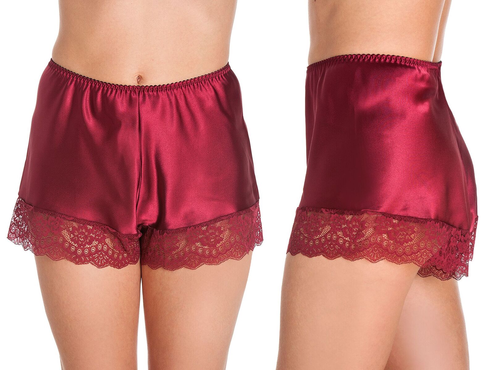 British Made Satin Lace Trim French Knickers