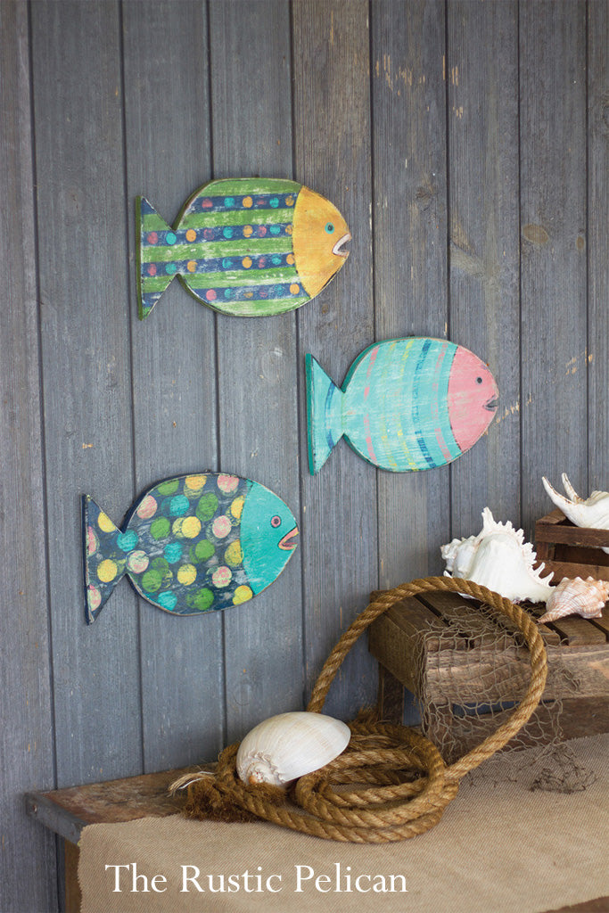 SALUTE Wooden Fish Wall Decor-Rustic Nautical Handcrafts India