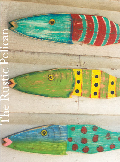 Sale-Fish-Beach-Decor-Nautical-Wall Art-Coastal Home Decor-Set of three  Wooden hand-painted fish - The Rustic Pelican