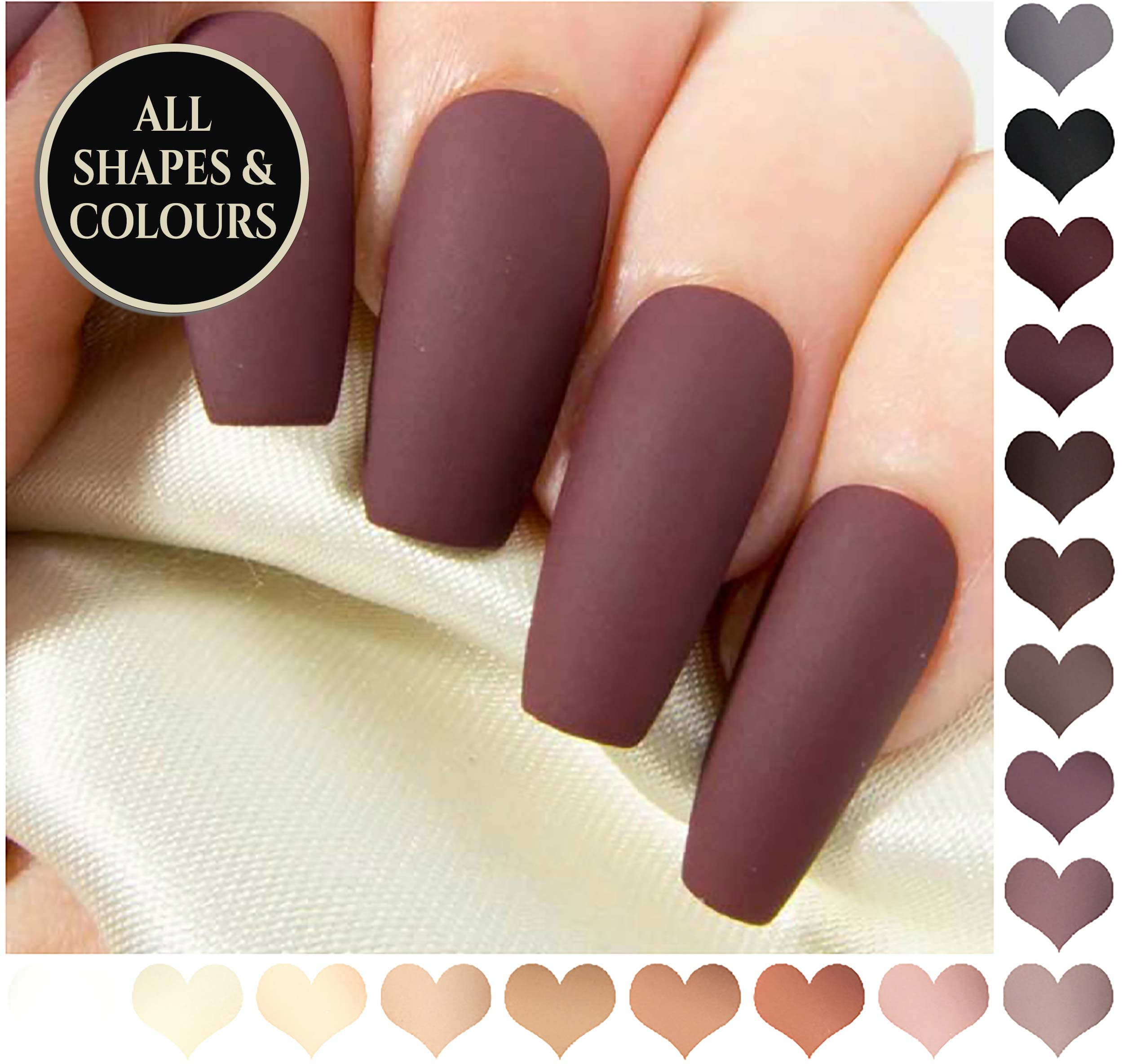 The Neutrals Coffin Fake Nails Matte Or Gloss