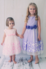 Girls Lavender Mesh Overlay Dress Taffeta & Chiffon Flowers KD333