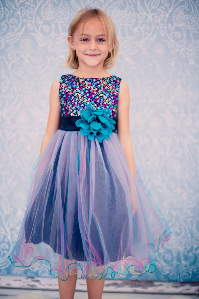 girls teal party dress