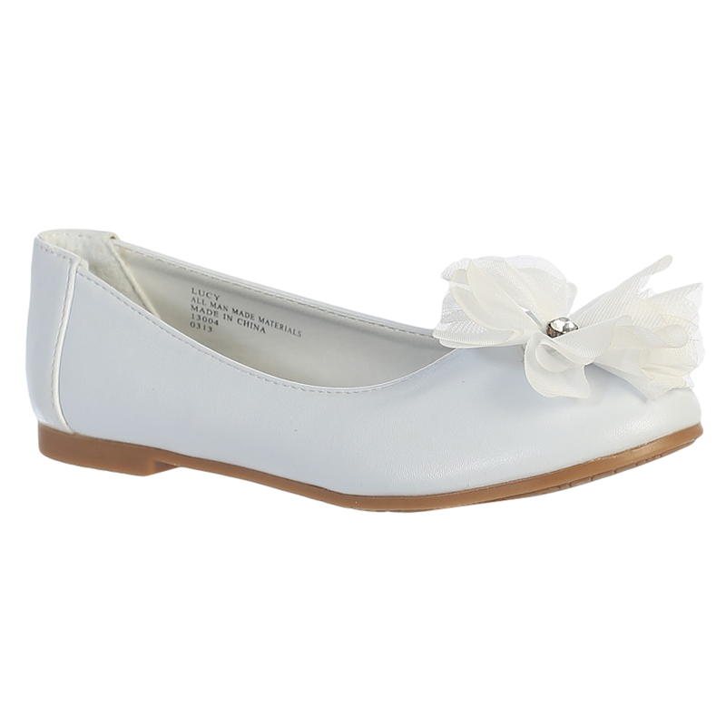 White Dress Shoes with a Rhinestone Center Flower Girls – Rachel's Promise