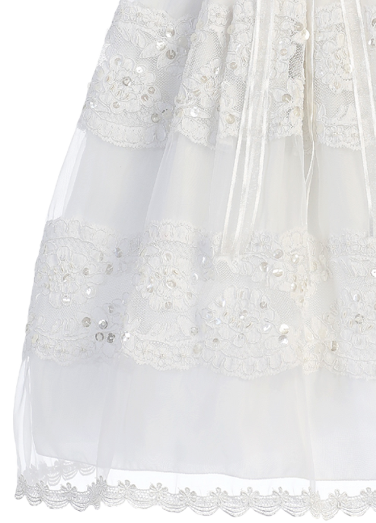 Floral Lace on Organza Overlay Christening Gown Girls – Rachel's Promise