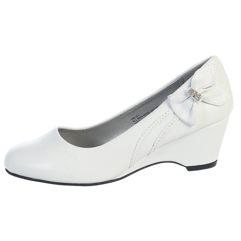 White Wedge Heel Girls Dress Shoes w 