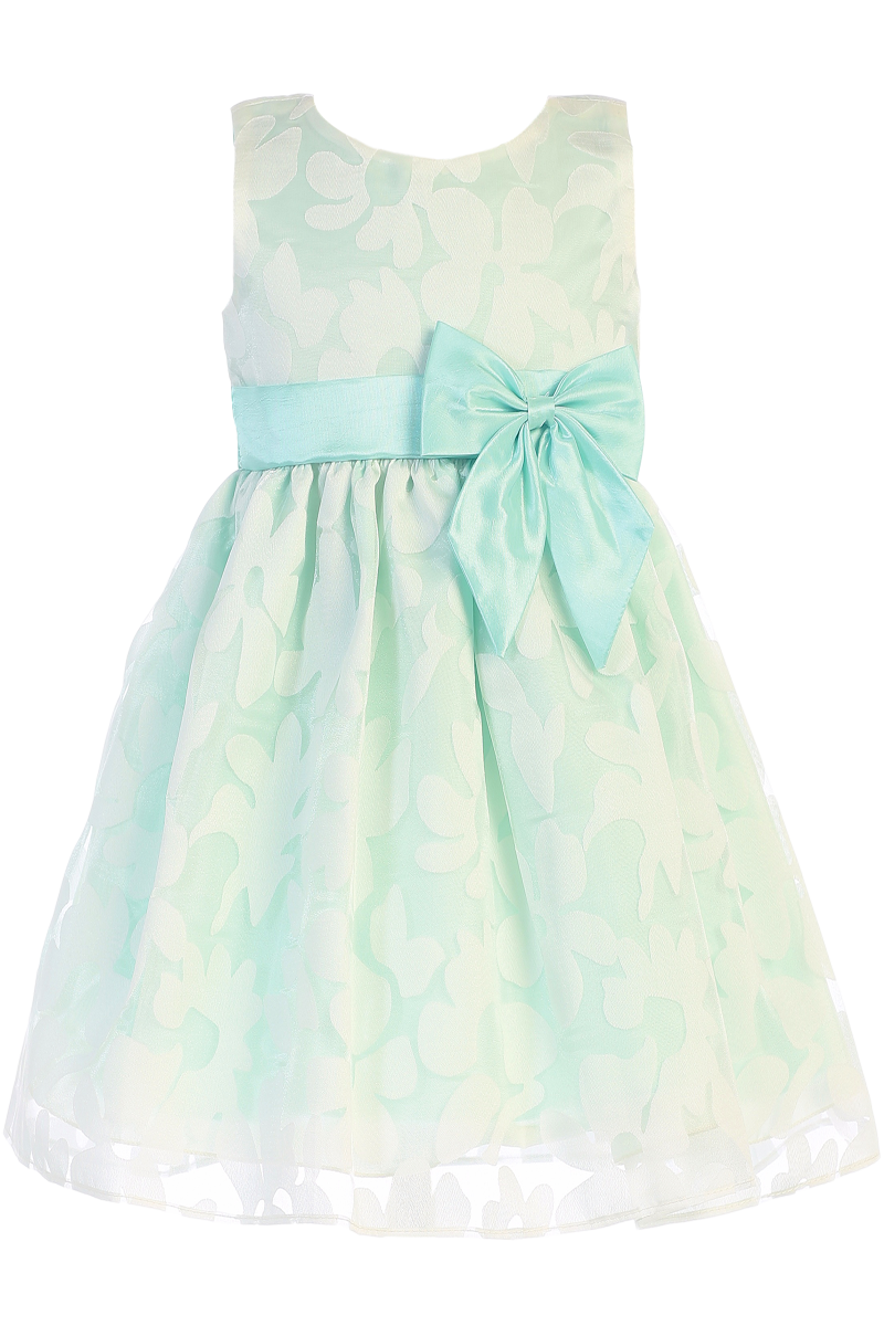 Mint Green Satin & Burnout Organza Overlay Easter Spring Dress Girls ...