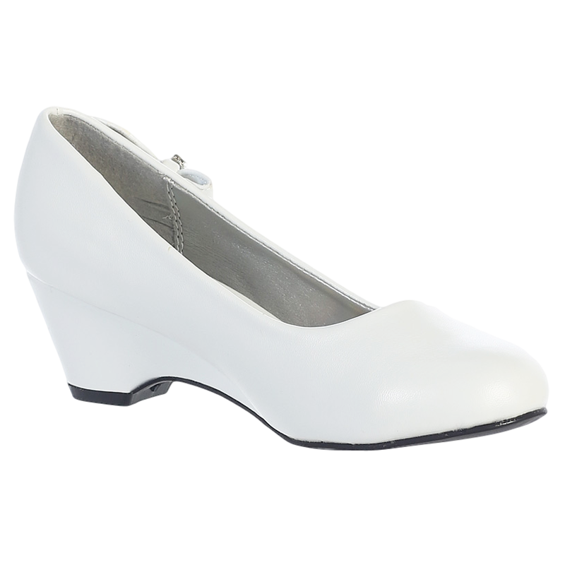 White Wedge Heel Girls Dress Shoes w 