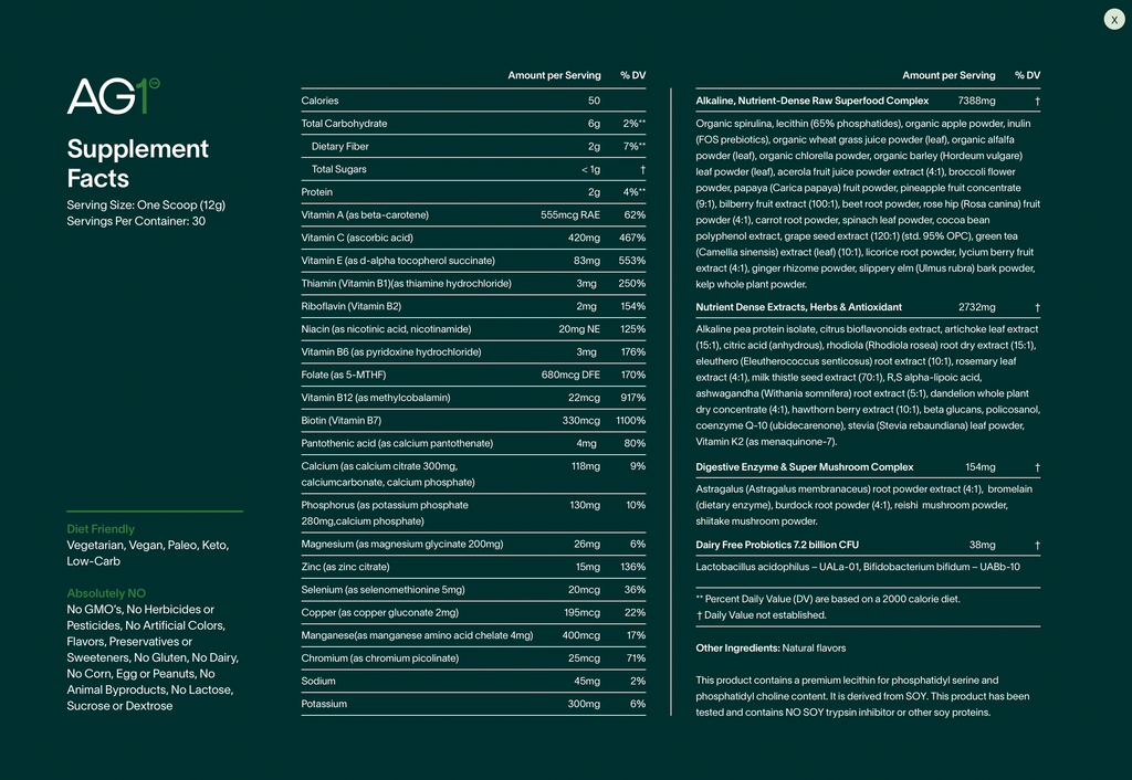 athletic greens ingredients