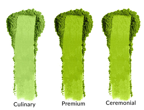 three different matcha quality or grades