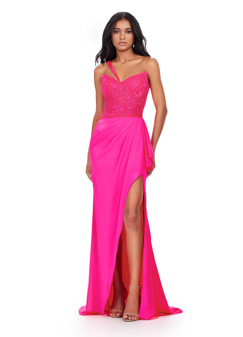 Ashley Lauren 11237 - Bejeweled Strapless High Low Dress