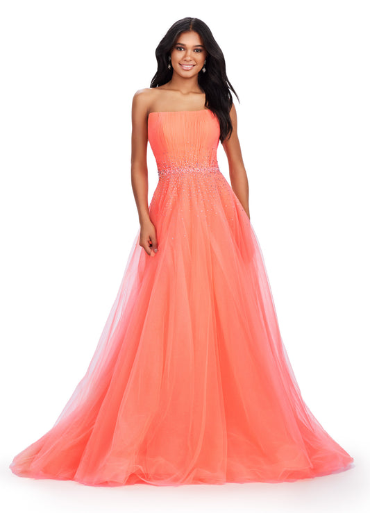 Ashley Lauren 11488 Long Prom Dress Fully Beaded Strapless Gown