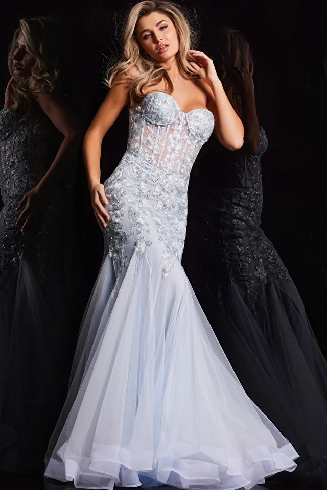 Sweetheart Neckline Glitter Mermaid Wedding Dress With Feather Skirt