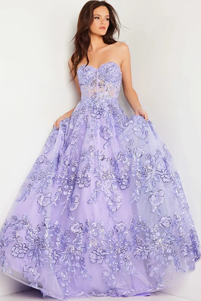 Jovani 23963 Long Prom Dress Corset Sleeveless Multi Beaded Bodice Tul –  Glass Slipper Formals