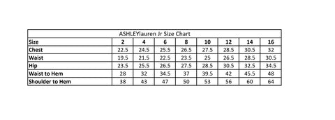 Ashley Lauren Kids Size Chart