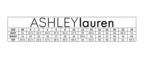 Ashley Lauren Size Chart Glass Slipper Formals