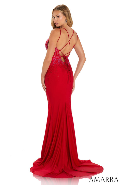 Amarra 88509 Long Fitted Backless Corset Prom Dress Embellished Evenin –  Glass Slipper Formals