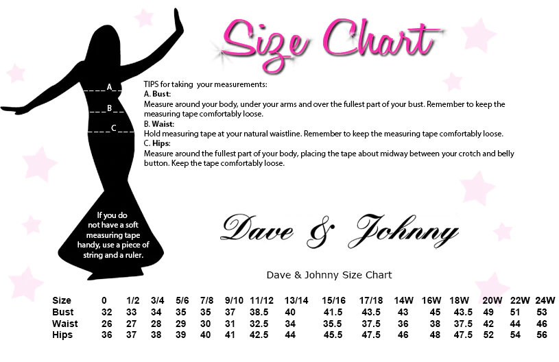 Dave & Johnny Size Chart Glass Slipper Formlas