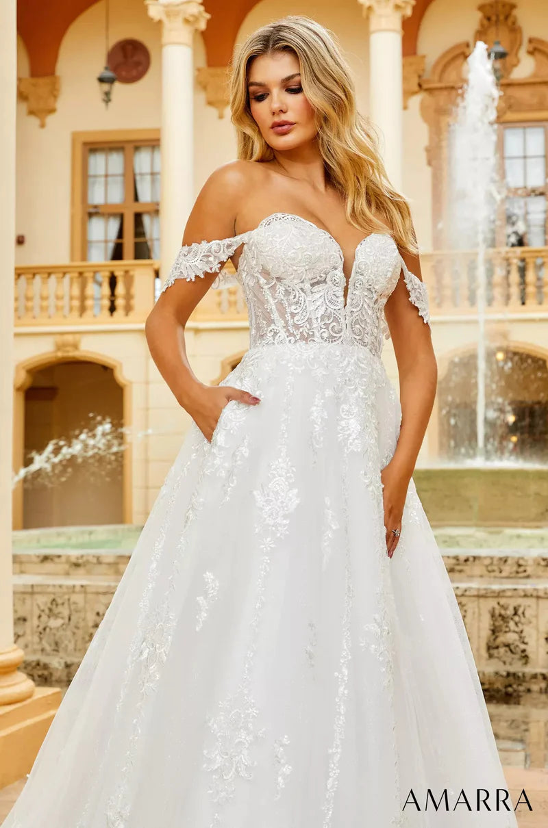 Amarra Bridal Hart 84368 Backless Mermaid Wedding Dress Bridal Gown Train  Sheer Lace