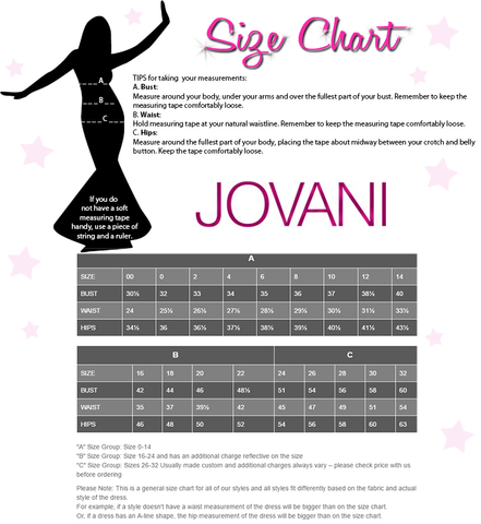 James Prom Size Chart