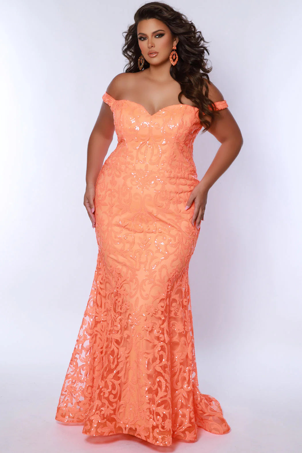 Sydneys Closet SC7368 Long Prom Dress Mermaid Plus Size Sequin V