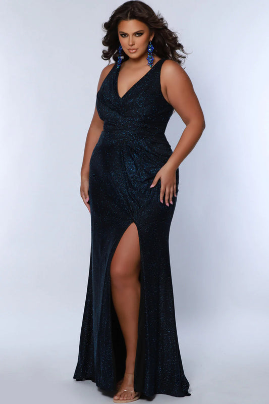 Sydney's Closet SC7345 Long Sleeve Fitted Plus Size Prom Dress