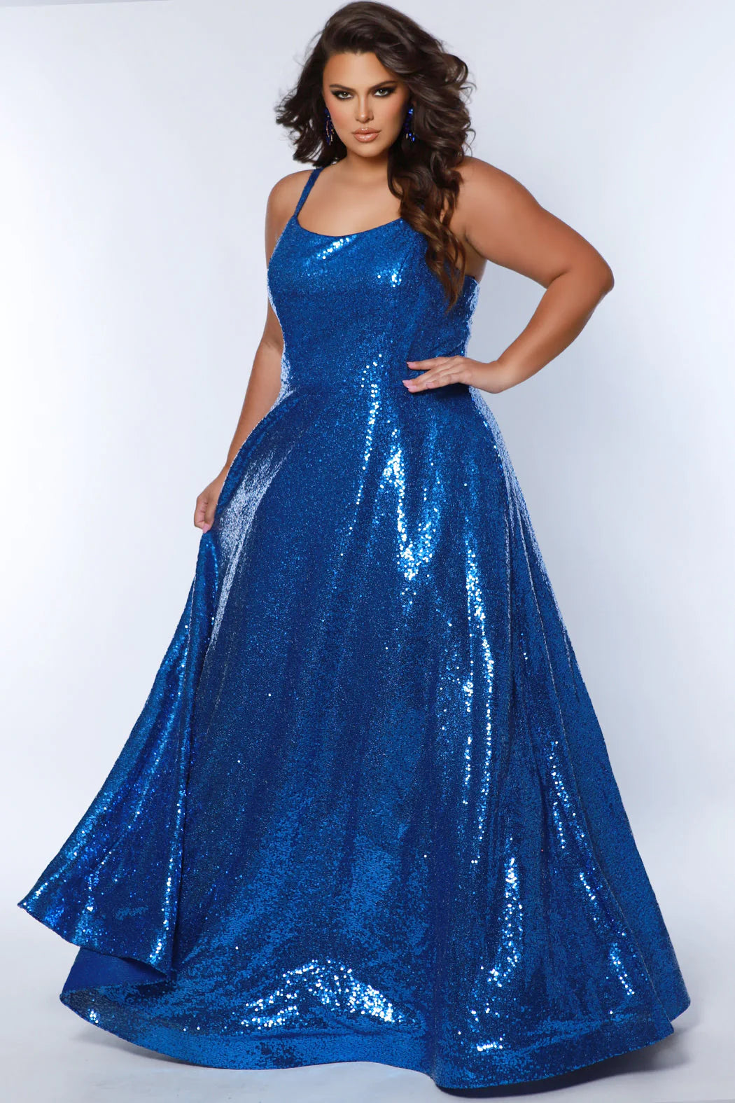 Sydneys Closet SC7391 Long Fitted Plus Size Sequin Off Shoulder Maxi S – Glass  Slipper Formals