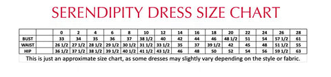 Stella Couture Size Chart
