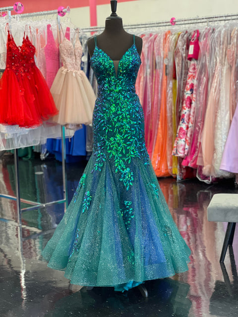 Amarra 87317 Teal Prom Dress Size 00 Long Embellished Lace Mermaid Pro –  Glass Slipper Formals