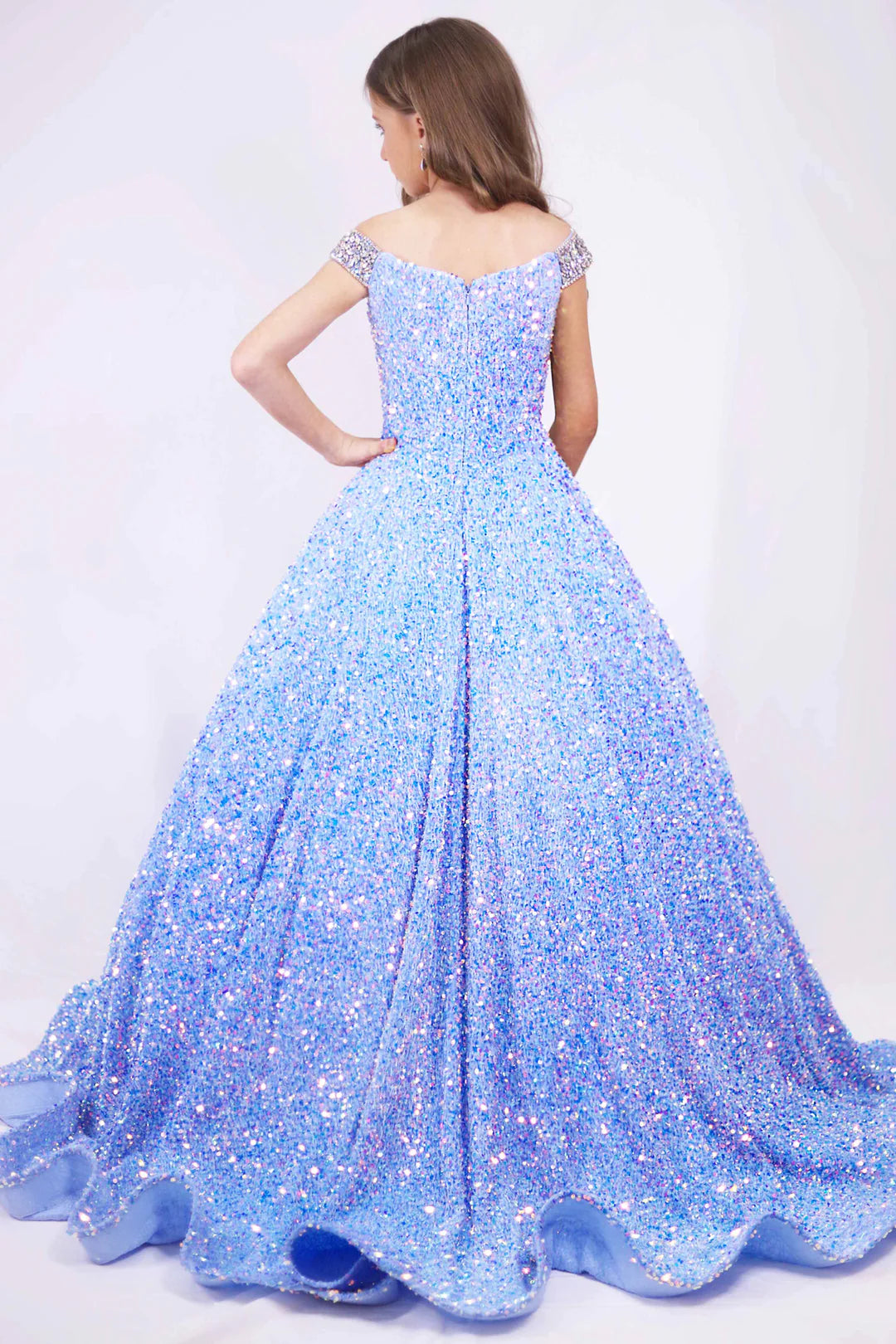Beautiful Royal Blue Cinderella Girls Pageant Dresses Off-Shoulder