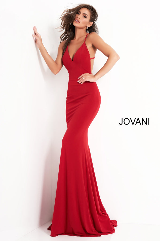 Jovani 00512 v neckline fitted mermaid prom dress open back evening go ...