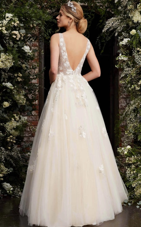 Beaded A-line Feather Wedding Dresses Low Back Corset Bridal Dress VW1 –  Viniodress