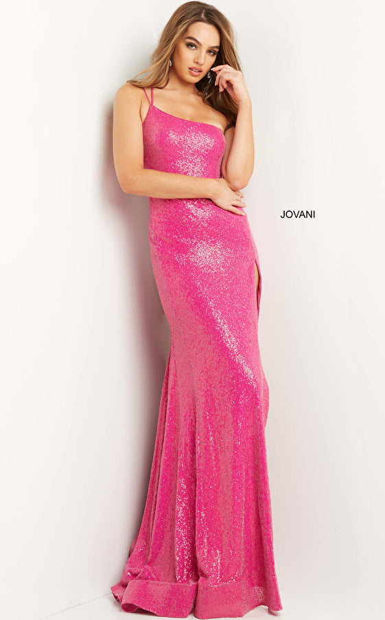 Jovani 09105 Long Straight Prom Pageant Gown One shoulder sequin Forma ...