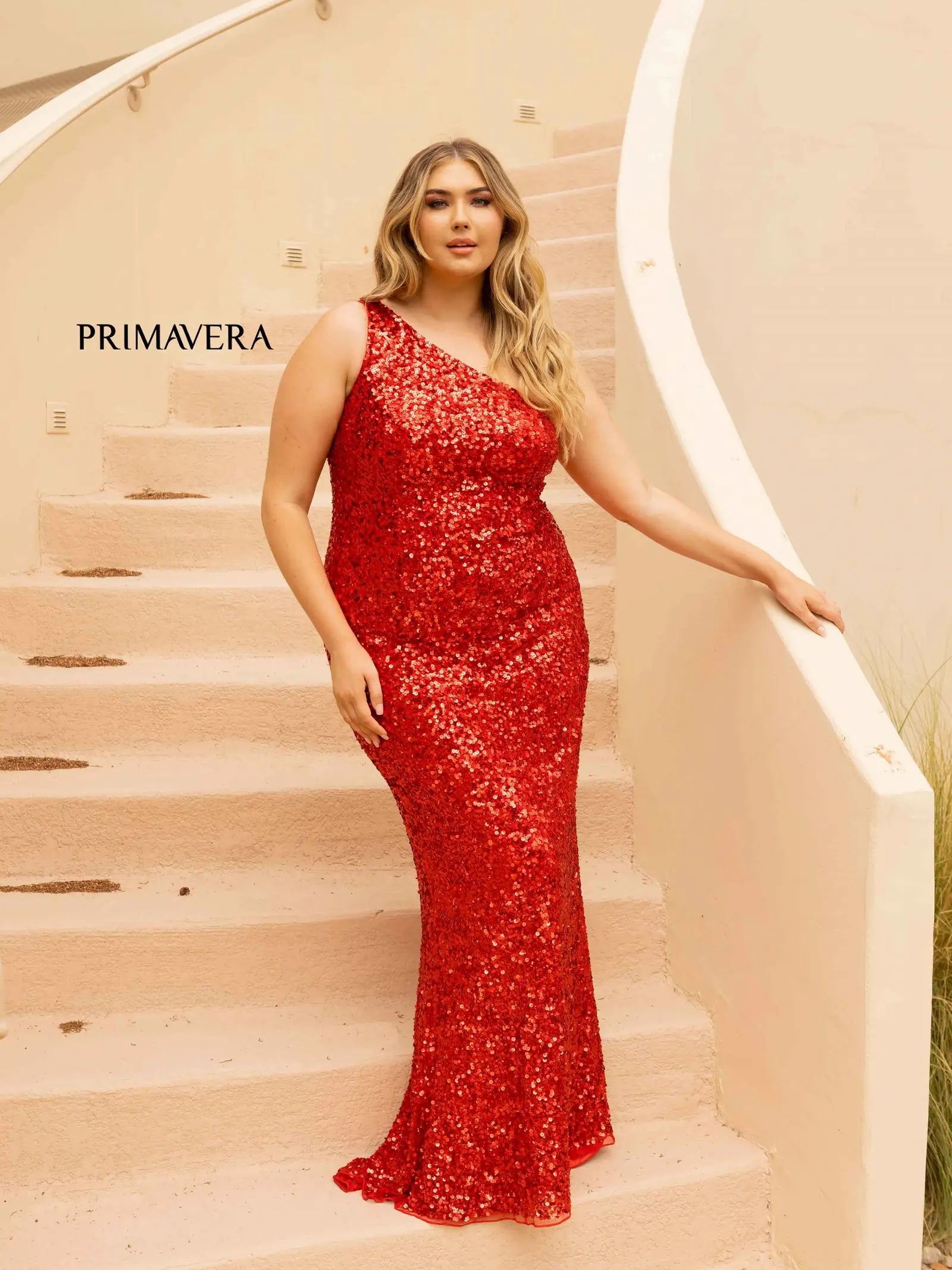 Primavera Couture 14004 Size 22 Gold Long Fitted One Shoulder Sequin Plus  Size Prom Dress Formal Gown