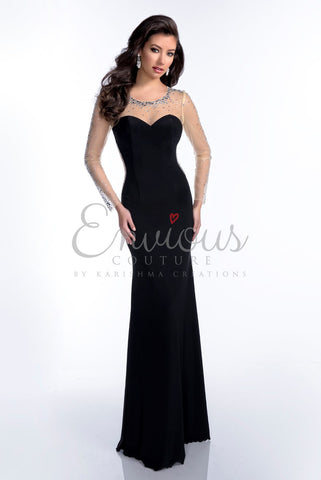 Envious Couture 16114 prom dress in black size 00 sheer long sleeves l –  Glass Slipper Formals