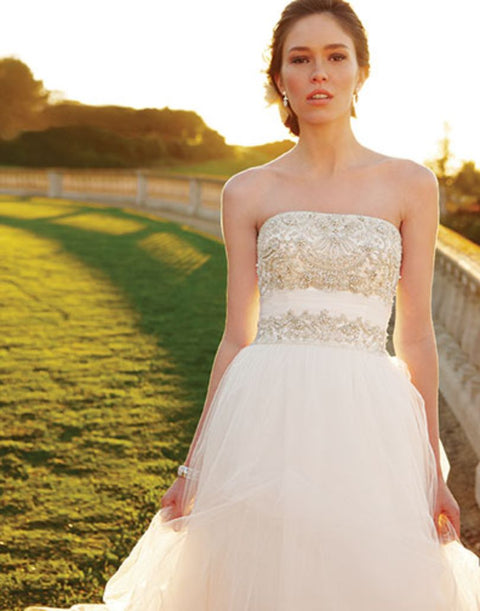 Casablanca Bridal 2555 Sabine Wedding Dress tulle A line skirt sheer s –  Glass Slipper Formals
